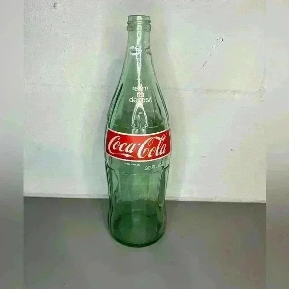 Vintage Coca-Cola Coke 12” Tall 32 Fl Oz 1 Quart Old Green Glass Bottle - Picture 1 of 2